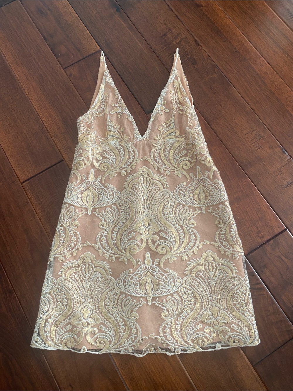 Free People college, Rush attire Lace-Embroidered V-Neck Slip Dress in Blush